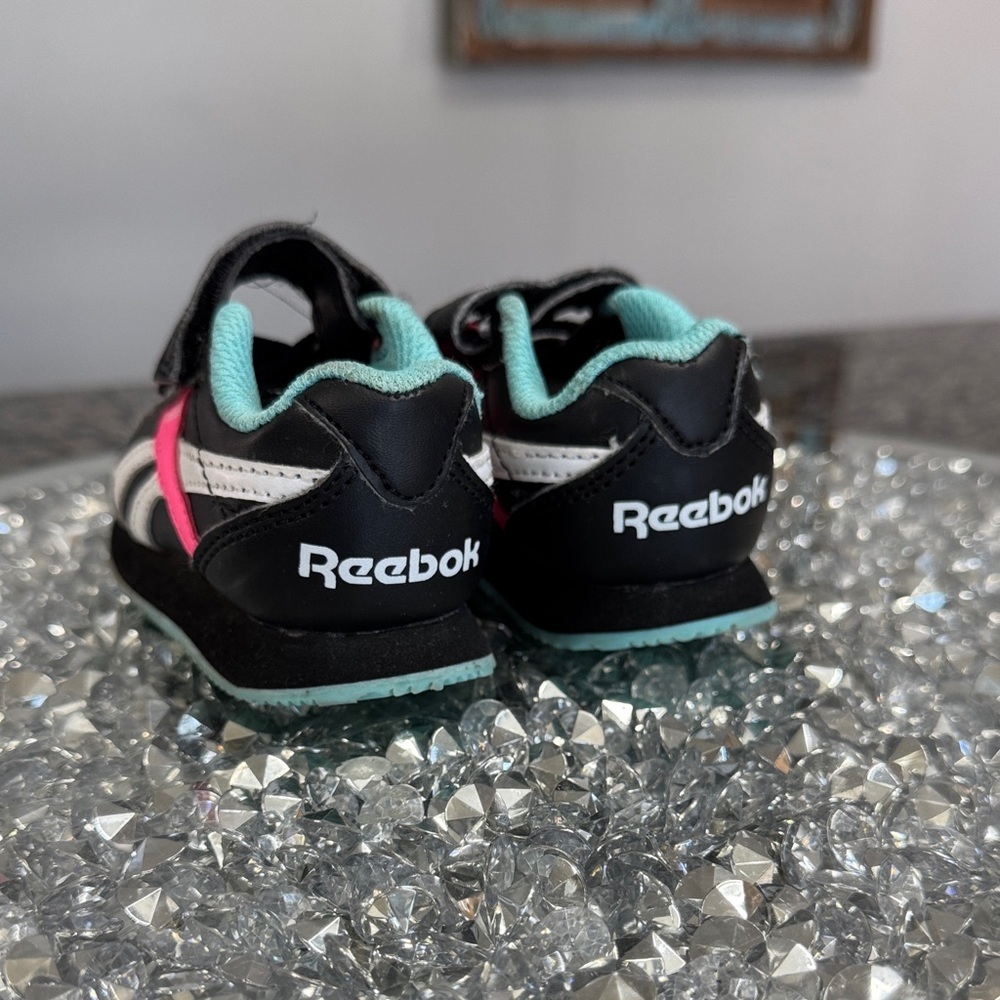 Reebok girls Black, Pink, and Teal Sneakers EUC 5 Toddler - Picture 2 of 9
